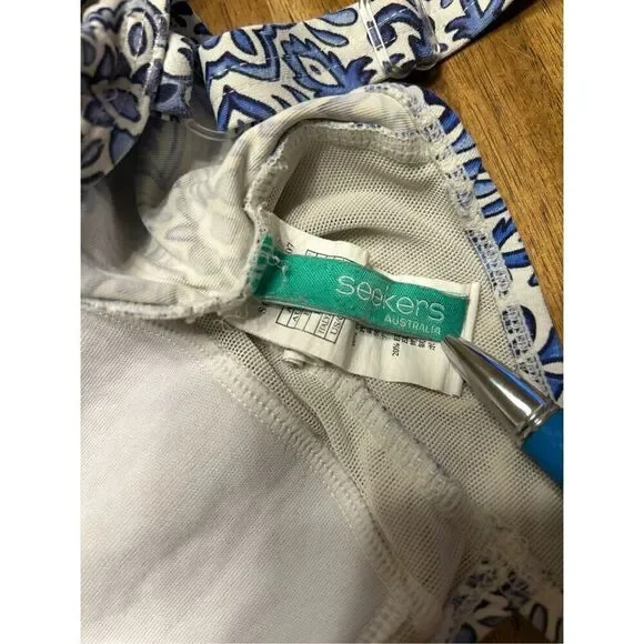 Seekers Australia Blue Scrunch Tummy One Piece Swimwear Size 10 - Picture 5 of 6